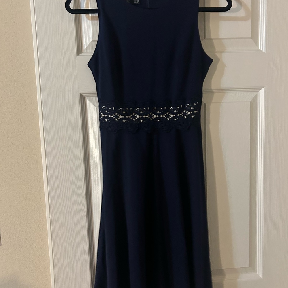 Elegant Navy Blue Lace Dress